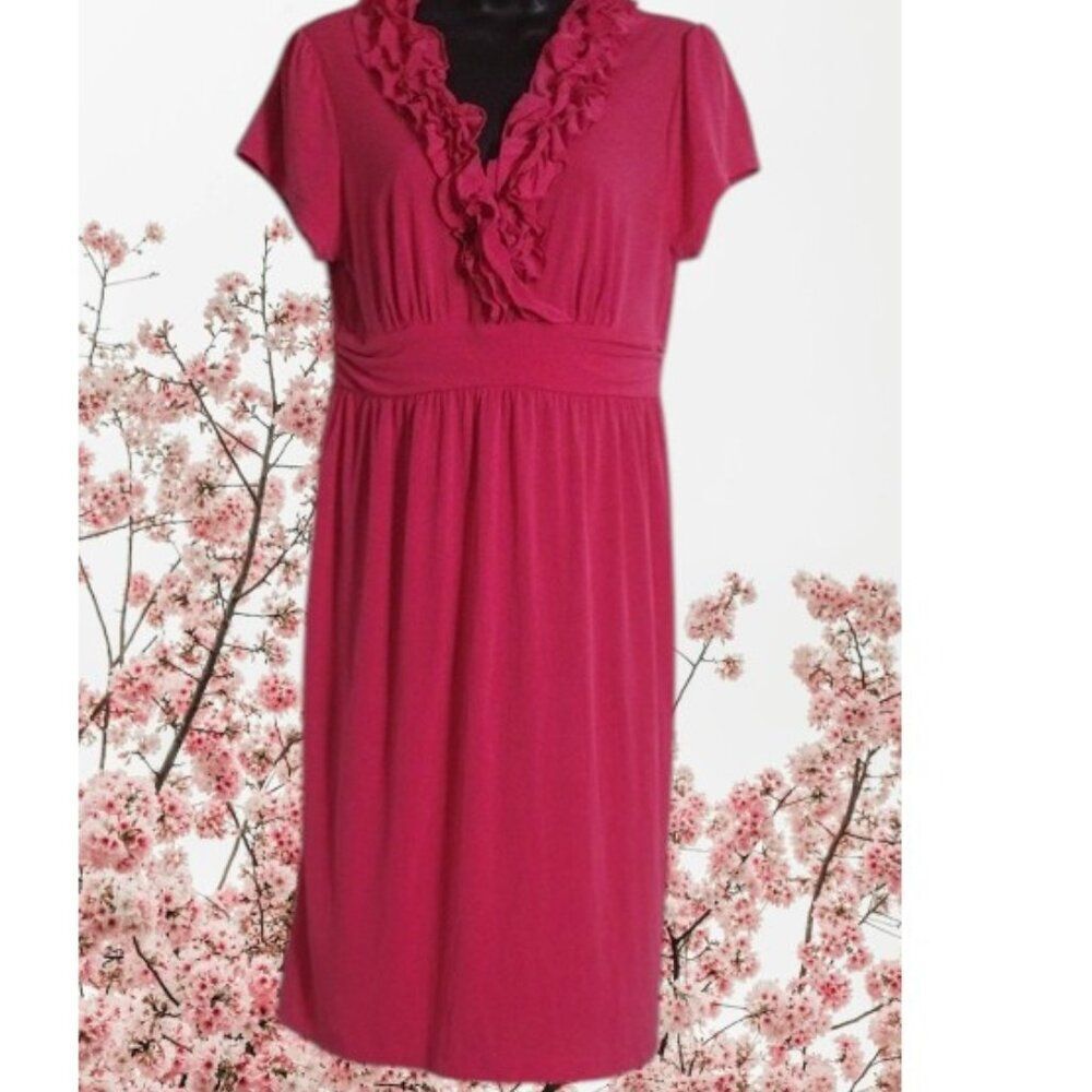 Merona Vibrant Fuchsia Pink Ruffled Dress Size Medium